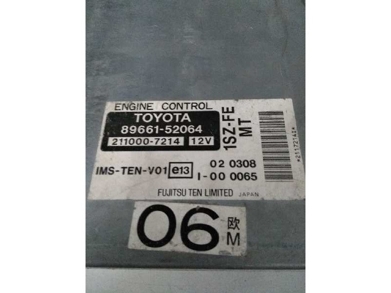 Recambio de centralita motor uce para toyota yaris (ncp1/nlp1/scp1) referencia OEM IAM 8966152064 2110007214 1SZFE MT 06 Recambio de centralita motor uce para toyota yaris (ncp1/nlp1/scp1) referencia OEM IAM 8966152064 2110007214 1SZFE MT 06