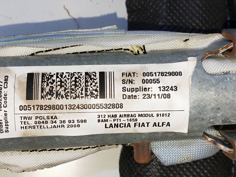 Recambio de airbag cortina delantero derecho para fiat nuova 500 (150) lounge referencia OEM IAM 00517829800  