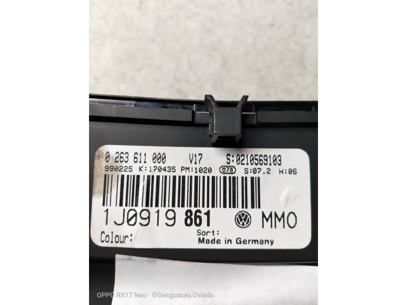Recambio de cuadro instrumentos para volkswagen golf iv berlina (1j1) básico referencia OEM IAM 1J0919861 0263611000 