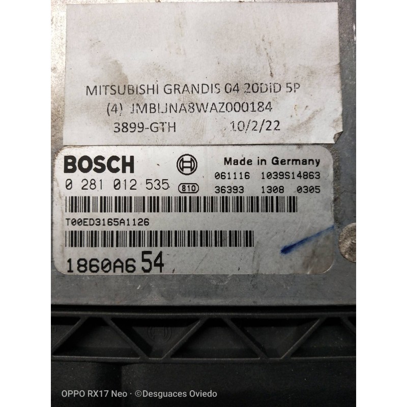 Recambio de centralita motor uce para mitsubishi grandis (na0w) 2.0 di-d inform referencia OEM IAM 0281012535  