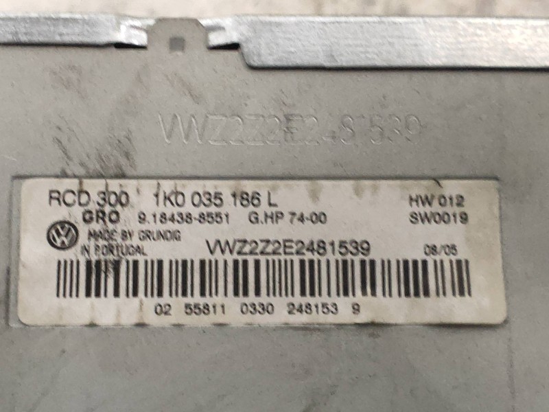 Recambio de sistema audio / radio cd para volkswagen touran (1t1) advance referencia OEM IAM 1K0035186L 9184388551 