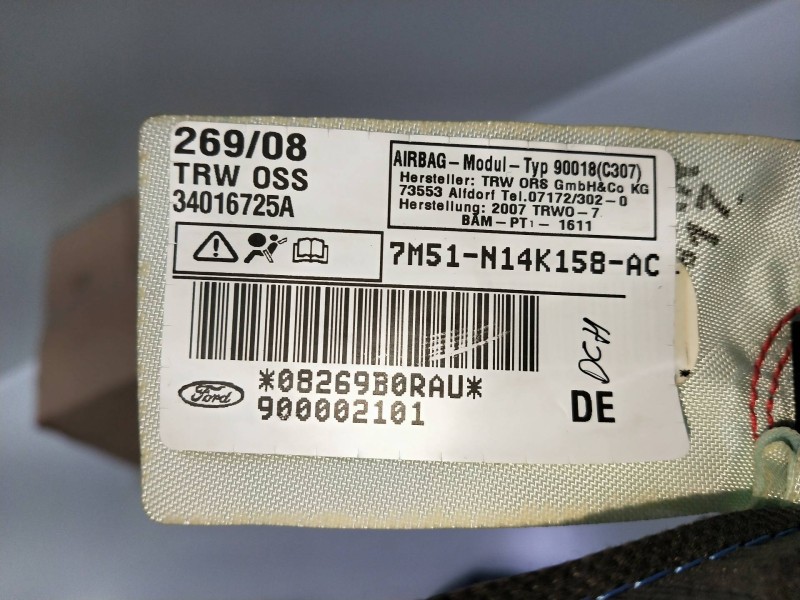 Recambio de airbag cortina delantero derecho para ford focus turnier (cb4) trend referencia OEM IAM 7M51N14K158AC 900002101 