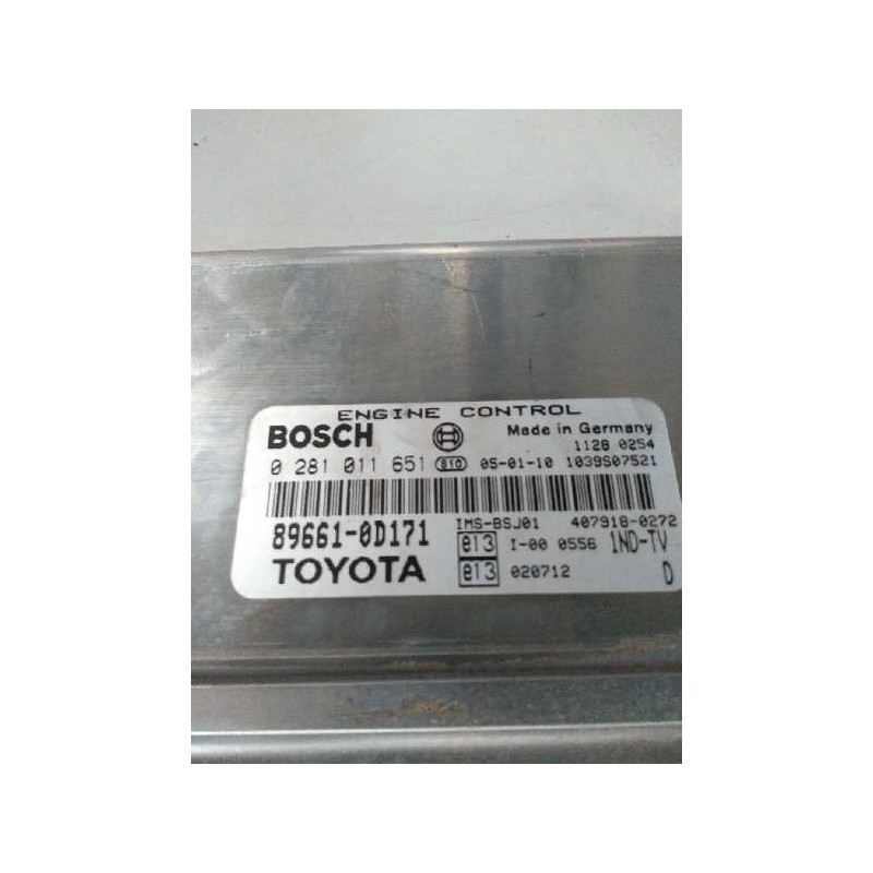 Recambio de centralita motor uce para toyota yaris (ncp1/nlp1/scp1) 1.4 turbodiesel cat referencia OEM IAM 0281011651 896610D171