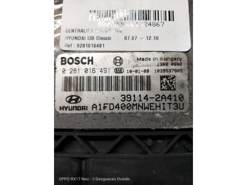 Recambio de centralita motor uce para hyundai i30 classic referencia OEM IAM 0281016491 391142A410 