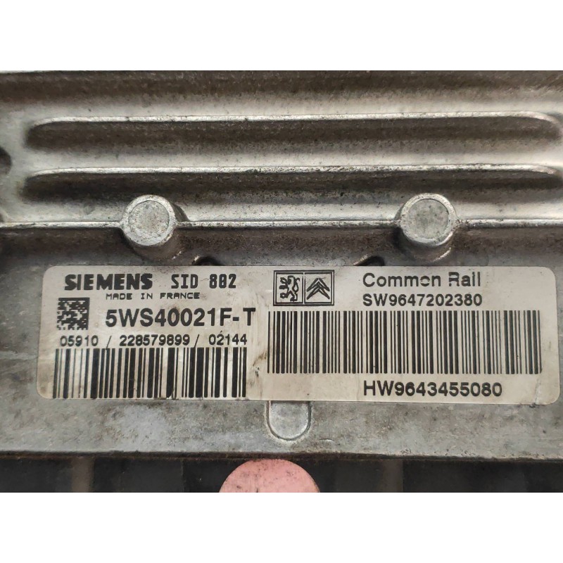 Recambio de centralita motor uce para citroen c3 1.4 hdi sx plus referencia OEM IAM 5WS40021FT SW9647202380 HW9643455080 SID802