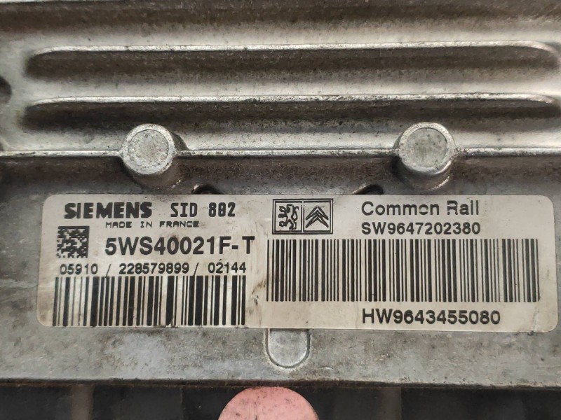 Recambio de centralita motor uce para citroen c3 1.4 hdi sx plus referencia OEM IAM 5WS40021FT SW9647202380 HW9643455080 SID802