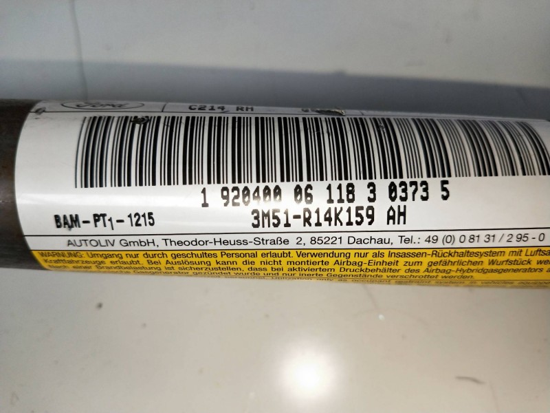 Recambio de airbag cortina delantero derecho para ford focus c-max (cap) 1.8 tdci turbodiesel cat referencia OEM IAM 3M51R14K159