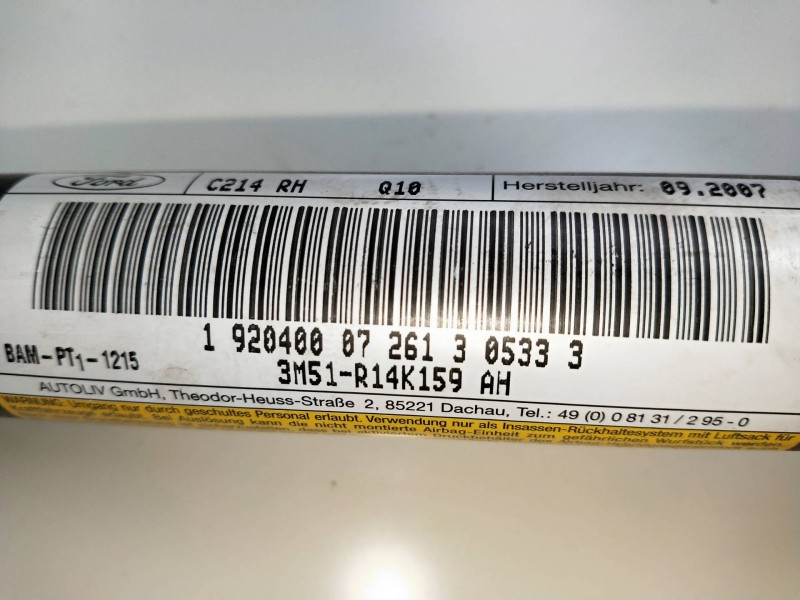 Recambio de airbag cortina delantero derecho para ford c-max (cb3) 1.8 flexifuel cat referencia OEM IAM 3M51R14K159AH  