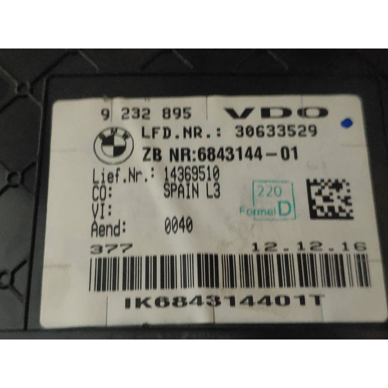 Recambio de cuadro instrumentos para bmw serie 3 lim. (f30) 318d m sport referencia OEM IAM 9232895 684314401 30633529