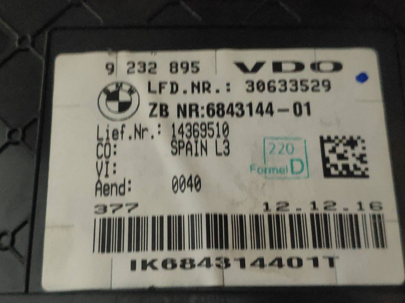 Recambio de cuadro instrumentos para bmw serie 3 lim. (f30) 318d m sport referencia OEM IAM 9232895 684314401 30633529