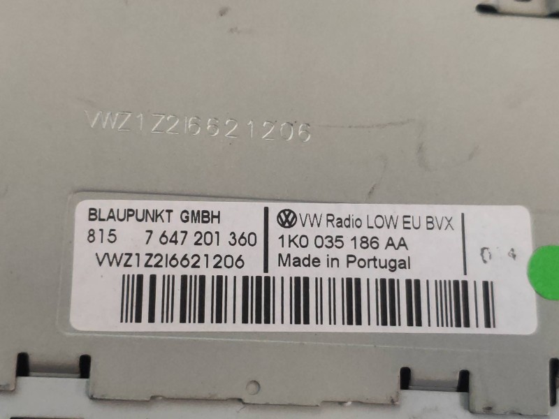 Recambio de sistema audio / radio cd para volkswagen touran (1t2) edition referencia OEM IAM 1K0035186AA 7647201360 