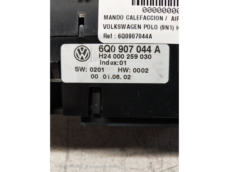 Recambio de mando calefaccion / aire acondicionado para volkswagen polo (9n1) highline referencia OEM IAM 6Q0907044A  