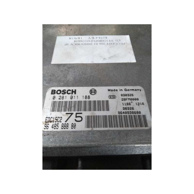 Recambio de centralita motor uce para peugeot 206 berlina xs clim referencia OEM IAM 0281011188 9648588880 EDC15C2 75