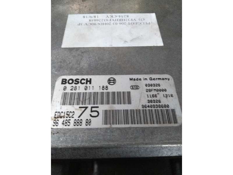 Recambio de centralita motor uce para peugeot 206 berlina xs clim referencia OEM IAM 0281011188 9648588880 EDC15C2 75