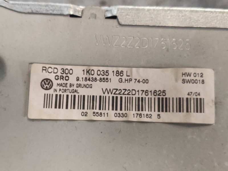 Recambio de sistema audio / radio cd para volkswagen touran (1t1) conceptline referencia OEM IAM 1K0035186L  