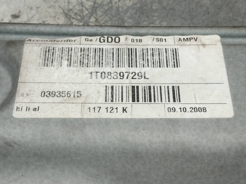 Recambio de elevalunas trasero izquierdo para volkswagen touran (1t2) highline referencia OEM IAM 1T0839729L 1K0959703AK 5P