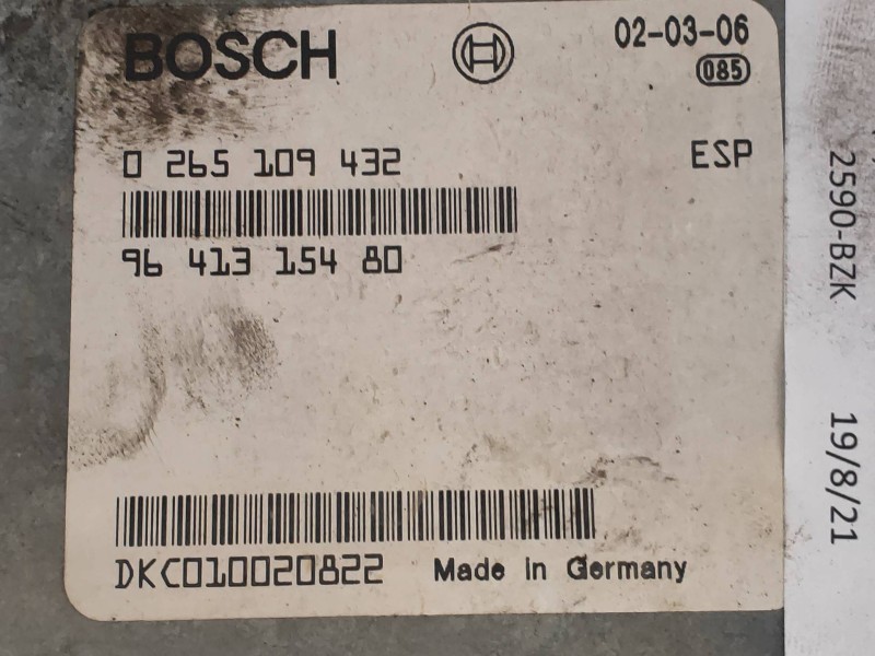 Recambio de centralita abs para peugeot 607 (s1) pack referencia OEM IAM 0265109432 9641315480 