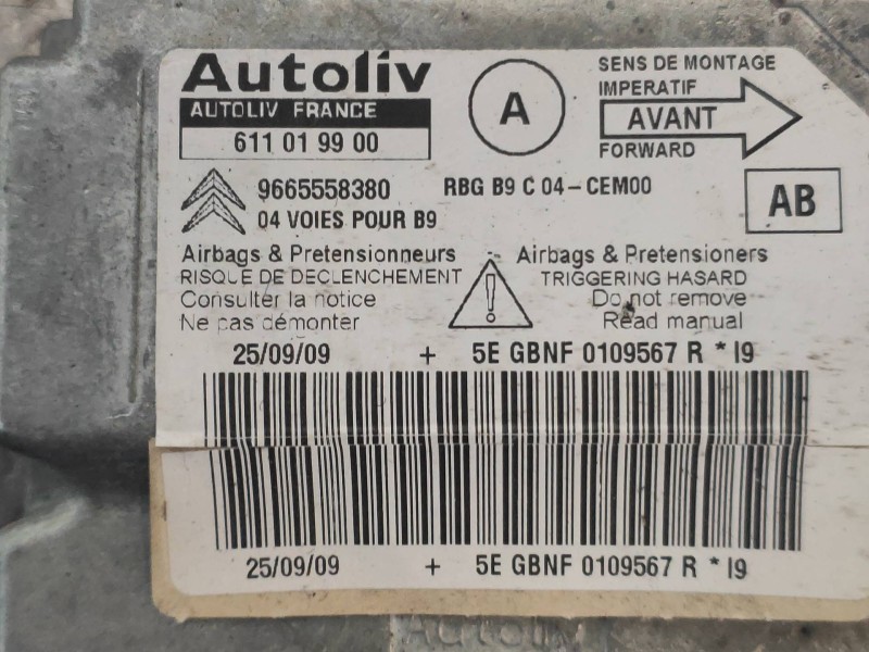 Recambio de centralita airbag para citroen berlingo station wagon sx multispace referencia OEM IAM 61101990 9665558380 
