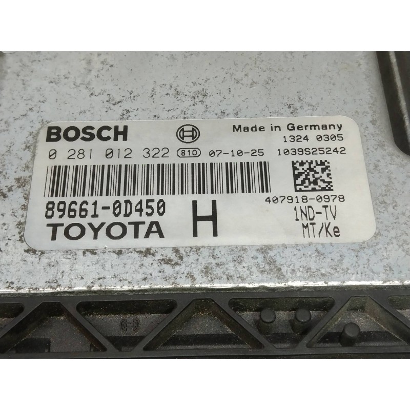 Recambio de centralita motor uce para toyota yaris (ksp9/scp9/nlp9) básico referencia OEM IAM 0281012322 896610D450 