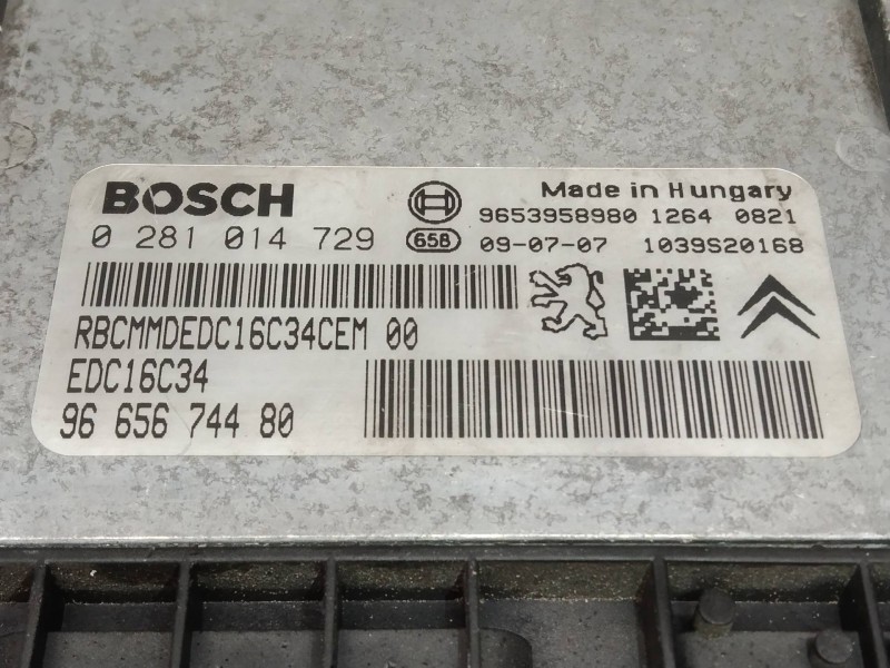 Recambio de centralita motor uce para citroen c4 picasso exclusive referencia OEM IAM 0281014729 9665674480 EDC16C34