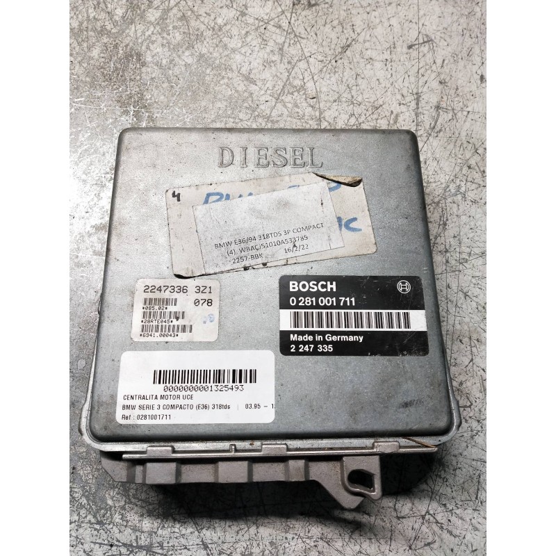 Recambio de centralita motor uce para bmw serie 3 compacto (e36) 318tds referencia OEM IAM 0281001711 2247335 2247336
