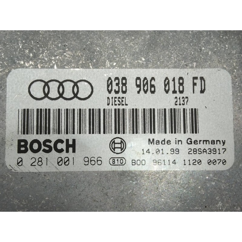 Recambio de centralita motor uce para audi a4 berlina (b5) 1.9 tdi referencia OEM IAM 0281001966 038906018FD 