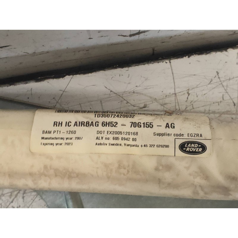 Recambio de airbag cortina delantero derecho para land rover freelander (lr2) 2.2 td4 referencia OEM IAM 6H5270G155AG  