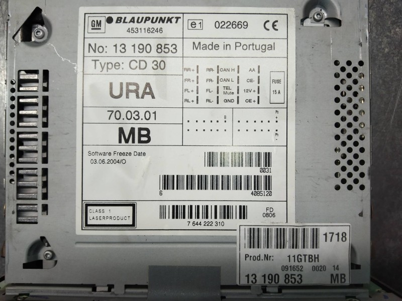 Recambio de sistema audio / radio cd para opel signum elegance referencia OEM IAM 13190853  