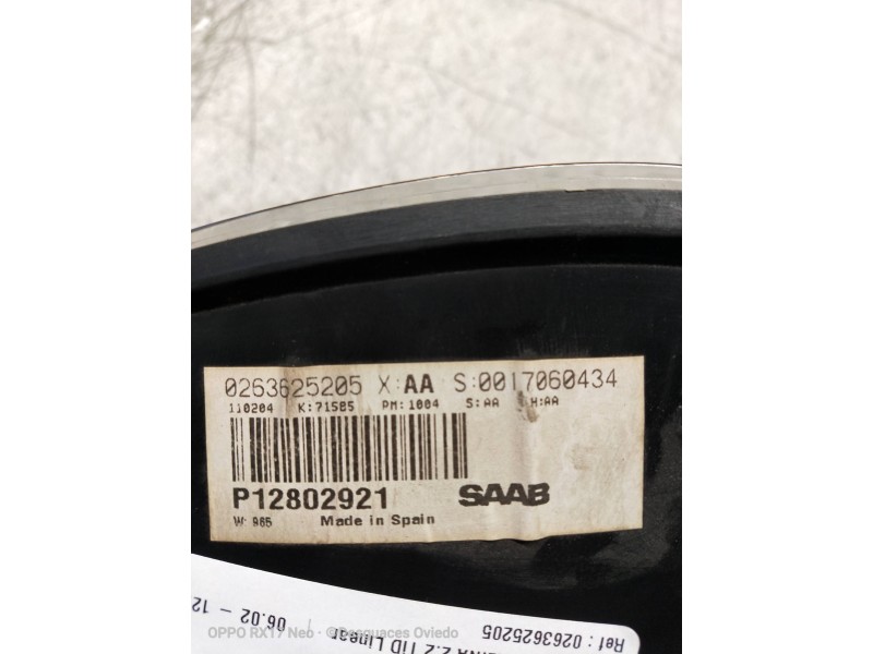 Recambio de cuadro instrumentos para saab 9-3 berlina 2.2 tid linear referencia OEM IAM 0263625205 P12802921 
