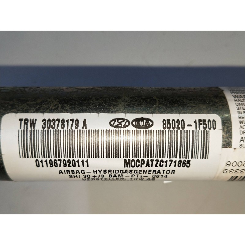 Recambio de airbag cortina delantero derecho para kia sportage 2.0 crdi referencia OEM IAM 850201F500  