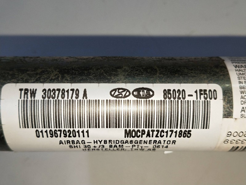 Recambio de airbag cortina delantero derecho para kia sportage 2.0 crdi referencia OEM IAM 850201F500  