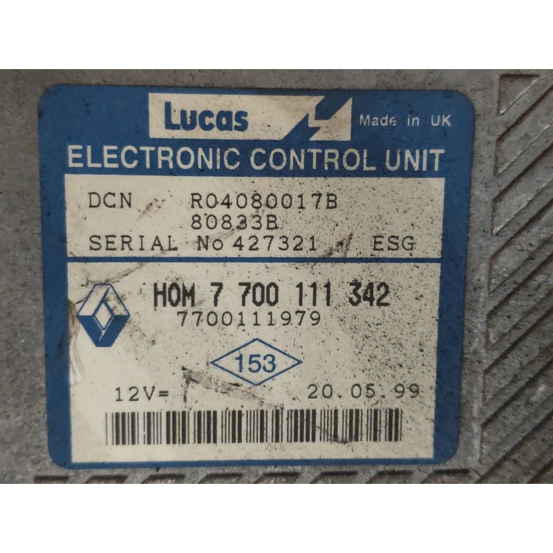 Recambio de centralita motor uce para renault megane i scenic (ja0) 1.9 d alize referencia OEM IAM R04080017B HOM7700111342 7700
