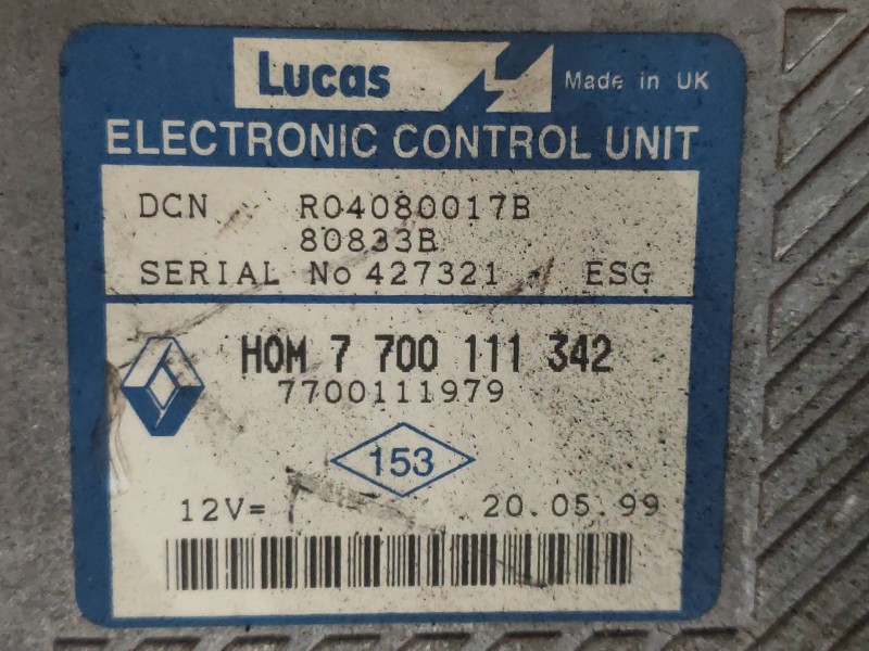 Recambio de centralita motor uce para renault megane i scenic (ja0) 1.9 d alize referencia OEM IAM R04080017B HOM7700111342 7700