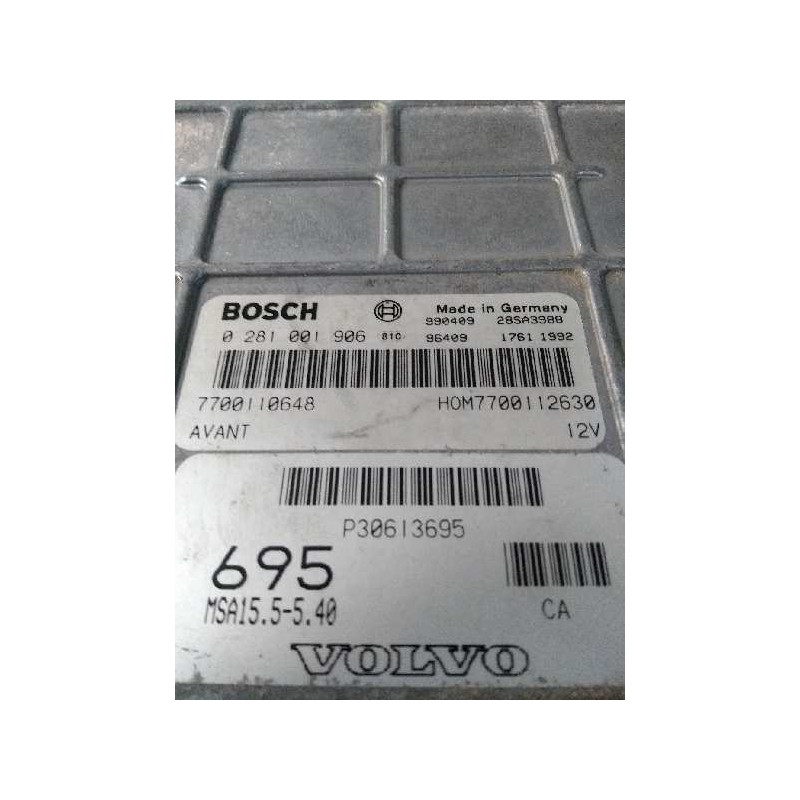 Recambio de centralita motor uce para volvo s40 berlina 1.9 diesel referencia OEM IAM 0281001906 7700110648 HOM7700112630 P30613