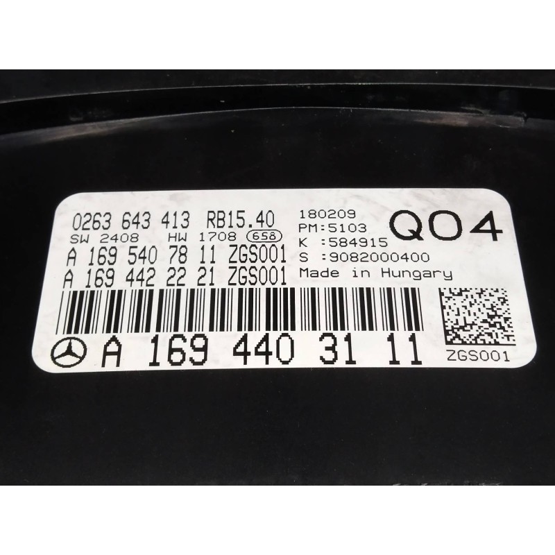 Recambio de cuadro instrumentos para mercedes clase a (w169) a 150 a-edition (169.031) referencia OEM IAM 0263643413 A1694403111