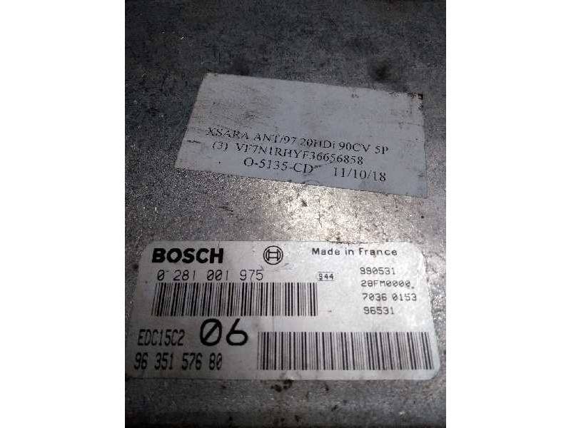 Recambio de centralita motor uce para citroen xsara berlina 2.0 hdi cat (rhy / dw10td) referencia OEM IAM 0281001975 9635157680 