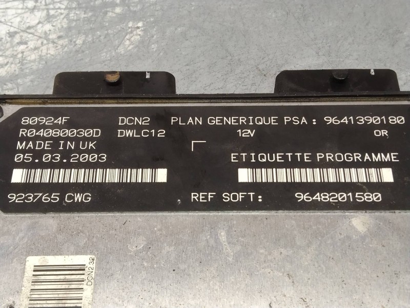 Recambio de centralita motor uce para peugeot 206 berlina xn referencia OEM IAM R04080030D 9641390180 9648201580 80924F