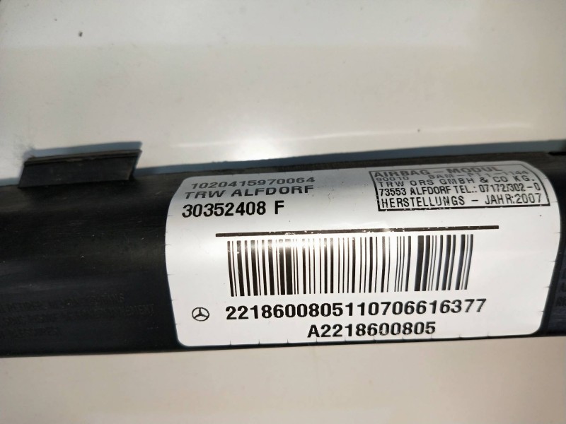 Recambio de airbag cortina delantero derecho para mercedes clase s (w221) berlina referencia OEM IAM A2218600805  