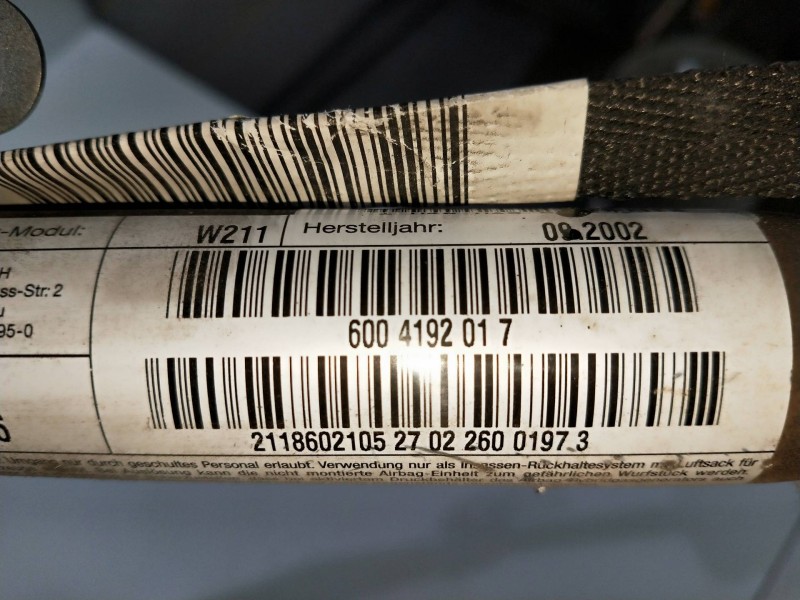 Recambio de airbag cortina delantero izquierdo para mercedes clase e (w211) berlina 2.7 cdi cat referencia OEM IAM 6004192017  