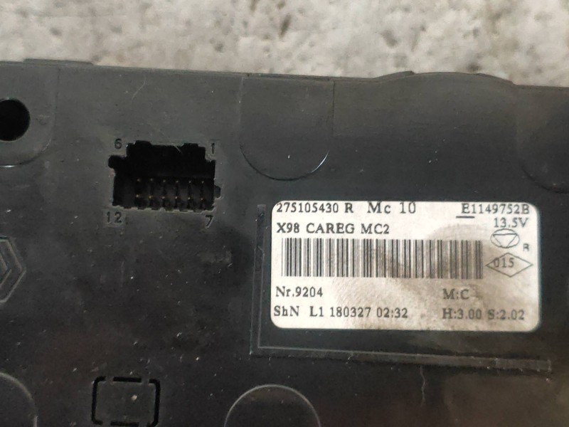 Recambio de mando calefaccion / aire acondicionado para renault captur life referencia OEM IAM 275105430R E1149752B 