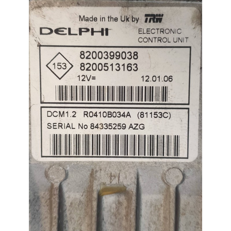 Recambio de centralita motor uce para renault clio iii 1.5 dci diesel cat referencia OEM IAM R0410B034A 8200399038 8200513163 81