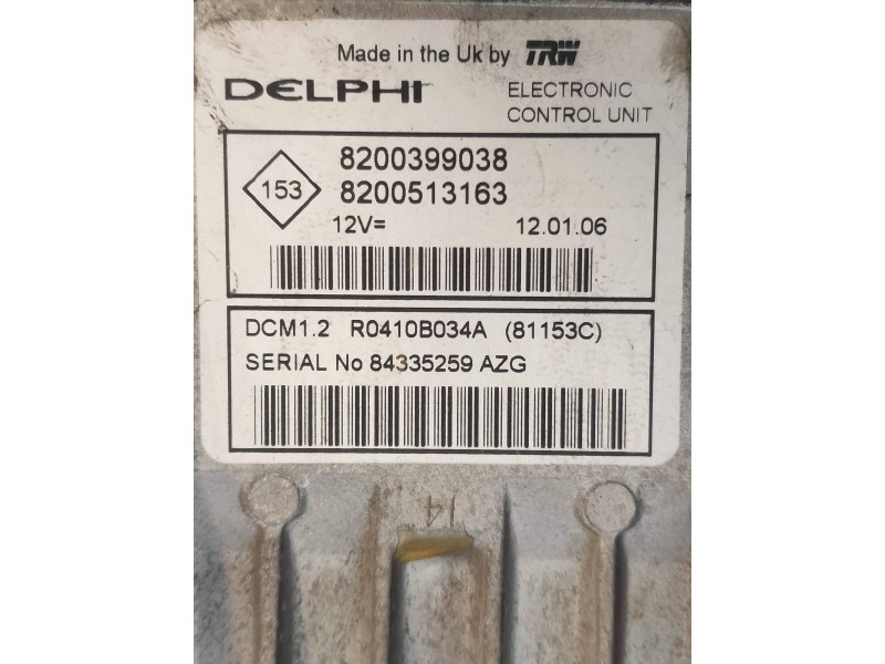 Recambio de centralita motor uce para renault clio iii 1.5 dci diesel cat referencia OEM IAM R0410B034A 8200399038 8200513163 81
