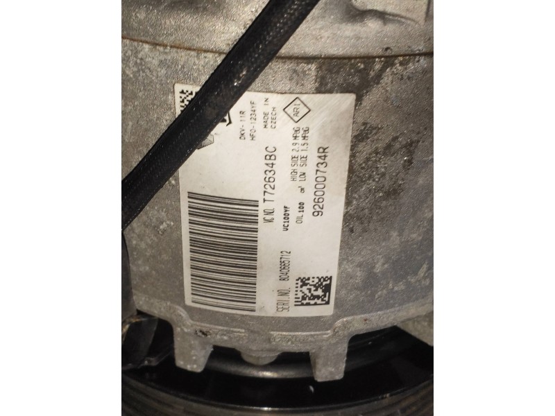 Recambio de compresor aire acondicionado para renault captur life referencia OEM IAM 926000734R T72634BC 