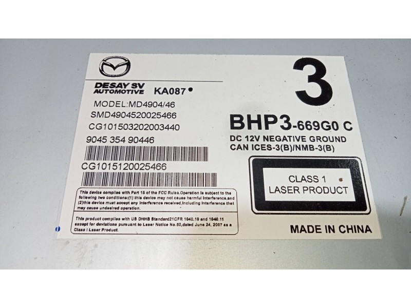 Recambio de sistema audio / radio cd para mazda 3 lim. () luxury referencia OEM IAM BHP3669G0  