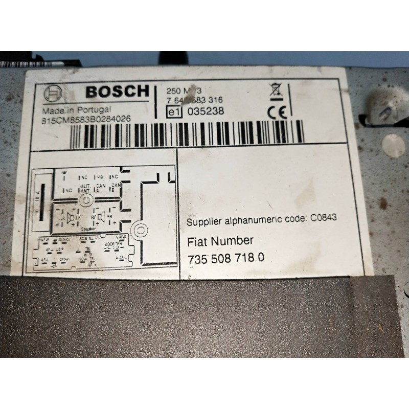 Recambio de sistema audio / radio cd para fiat ducato caja cerrada 35 (06.2006 =>) 2.3 jtd cat referencia OEM IAM 7355087180  