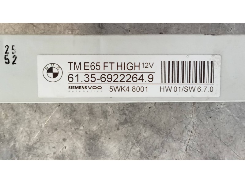 Recambio de modulo electronico para bmw serie 7 (e65/e66) 745i referencia OEM IAM 613569222649 5WK48001 