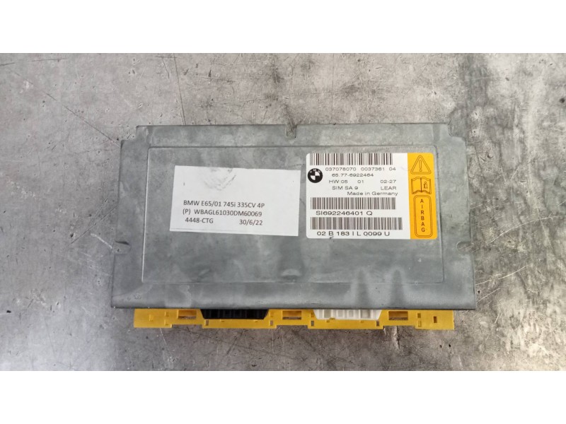 Recambio de centralita airbag para bmw serie 7 (e65/e66) 745i referencia OEM IAM 65776922464  