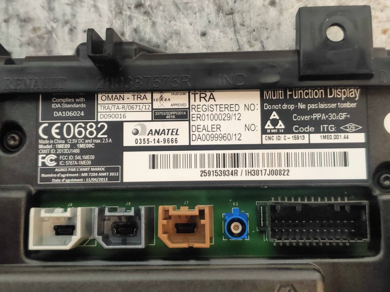 Recambio de pantalla multifuncion para renault captur xmod referencia OEM IAM 259153934R 0355149666 