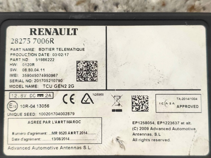 Recambio de modulo electronico para renault captur xmod referencia OEM IAM 282757006R 51986222 