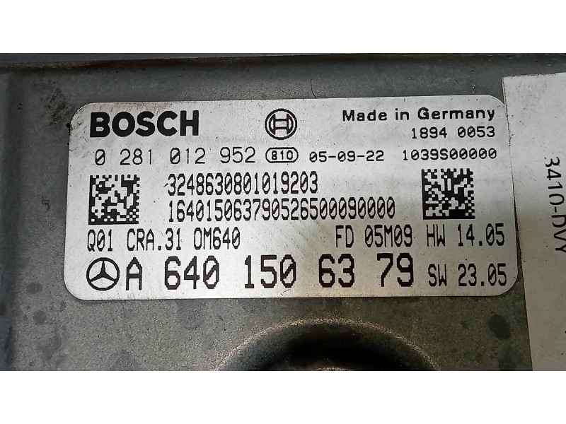 Recambio de centralita motor uce para mercedes clase a (w169) a 160 cdi (169.006) referencia OEM IAM 0281012952 A6401506379 